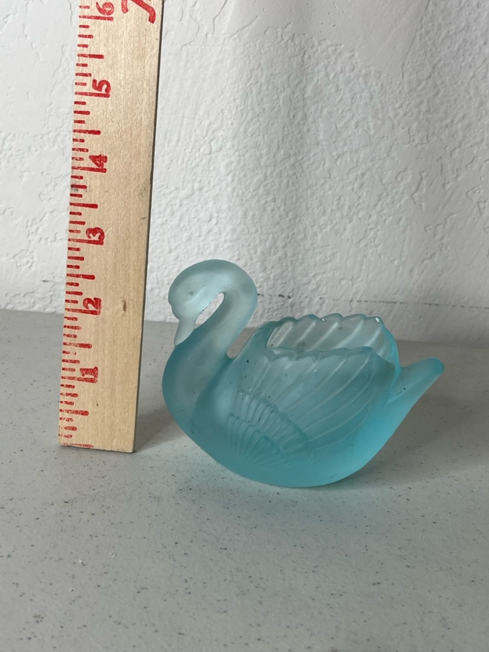 Blue Glass Swan Figurine - Decorative Accent